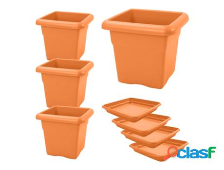 Macetas para Plantas PLASTIKEN Cuadrada con Platos Incluidos