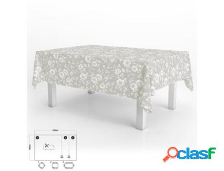 Mantel hule rectangular flores blancas impermeable