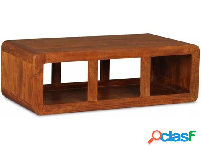 Mesa de Centro ART PLANET Madera Maciza Marrón (90x50x30cm)