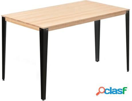 Mesa de Comedor BOX FURNITURE Lunds (Negro - Madera y Acero