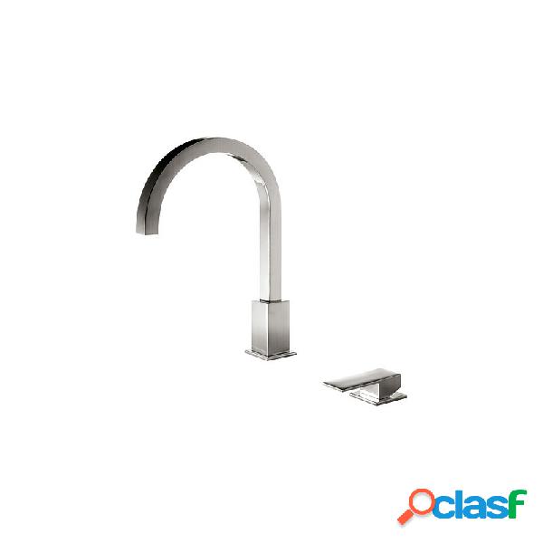 Monomando lavabo repisa tres exclusive cuadro caño curvo