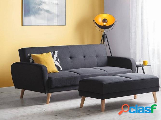 Puf BELIANI Florli (Negro - Poliéster y Madera - Plazas: 2)