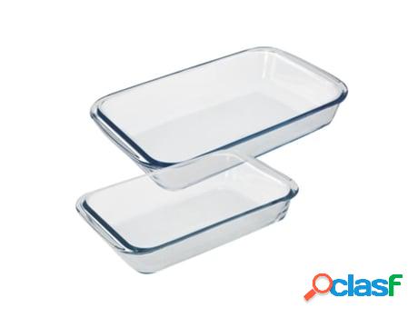 Set 2 fuentes horno cristal borosilicato rectangulares 1 y