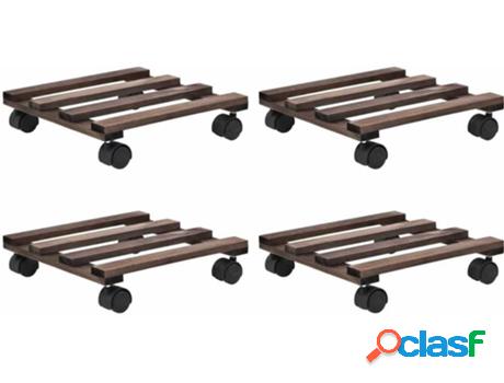 Set 4 Bases con Ruedas VIDAXL Madera de Cedro (Castaño -