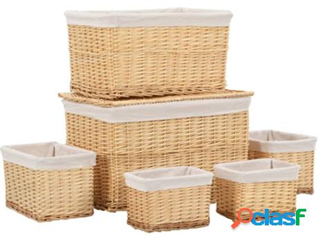 Set 6 Cestas VIDAXL Árbol de Sauce Castaño (Mimbre -