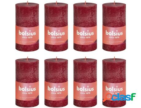 Set 8 Velas BOLSIUS Shine Terciopelo (Rojo - Duración: 30h)