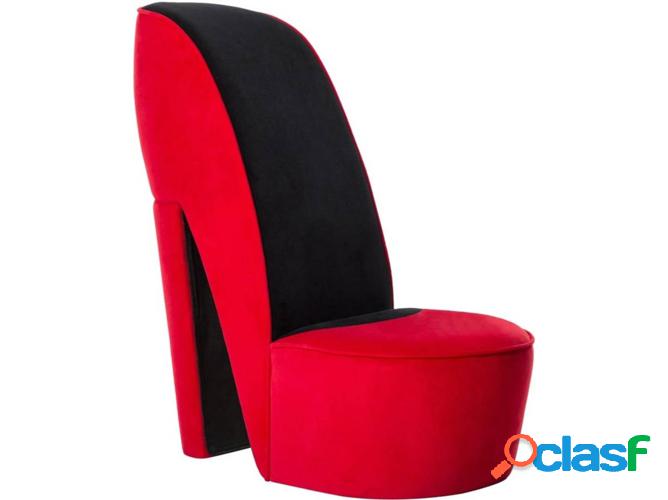 Silla VIDAXL estilo zapato salto alto terciopelo rojo