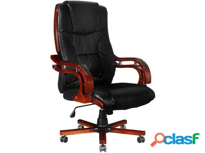 Silla de Escritorio Ejecutiva VIDAXL Negro (Cuero y Madera)