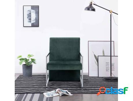 Sillón VIDAXL Con Patas Cromadas De Terciopelo Verde Oscuro
