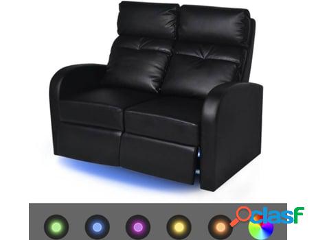Sillón VIDAXL Reclinable LED 243599 Cuero Artificial Negro