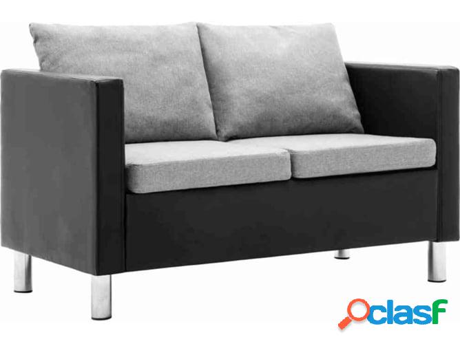 Sofá VIDAXL 2 plazas en cuero artificial negro y gris claro