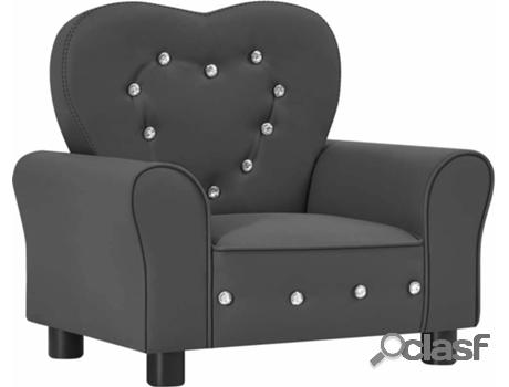 Sofá VIDAXL Infantil (Gris - Cuero Artificial - 61.5 x 42.5