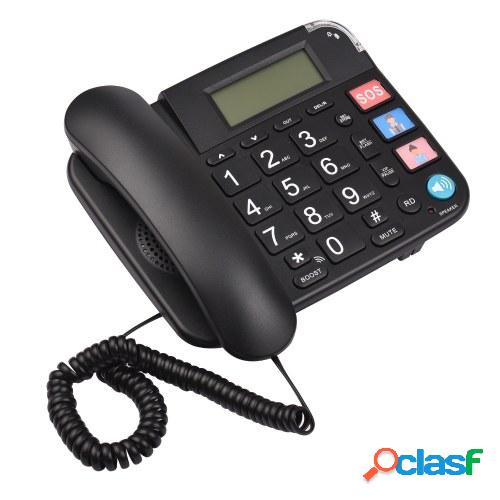 Teléfono con cable negro con escritorio de botones grandes