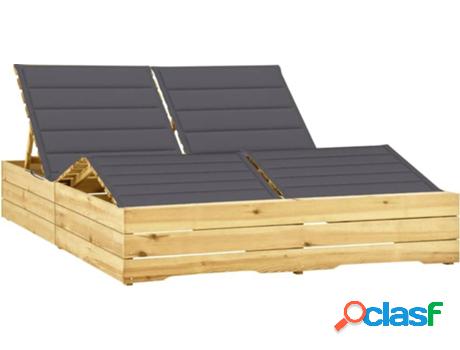 Tumbona Doble VIDAXL con Cojines (Gris - Madera - 198x135x75