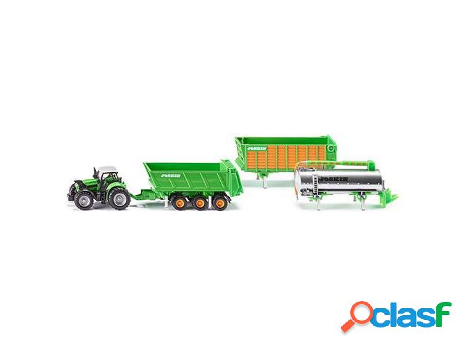 Vehículo SIKU Tractor Deutz Com Conjunto de Reboques
