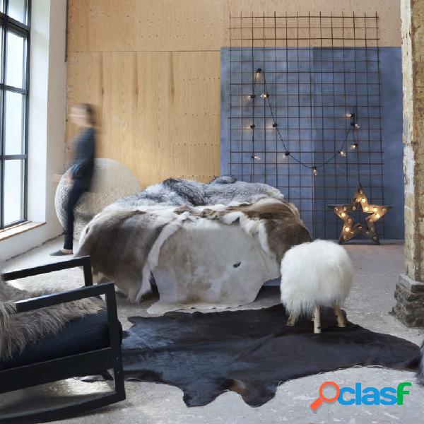 vidaXL Alfombra de piel de vaca auténtica negro 150x170 cm