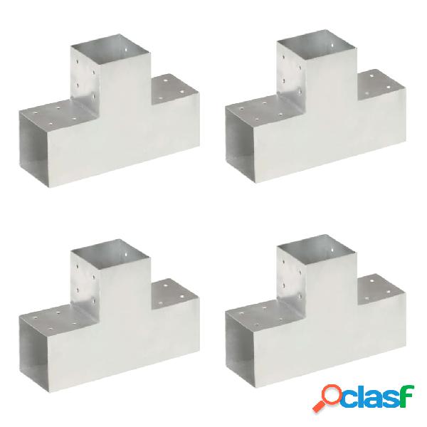 vidaXL Conectores de postes en T 4 uds metal galvanizado