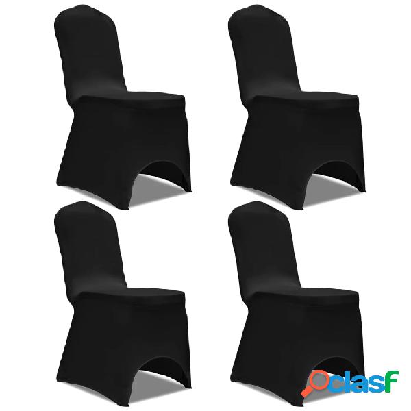 vidaXL Funda para silla elástica 4 unidades negra