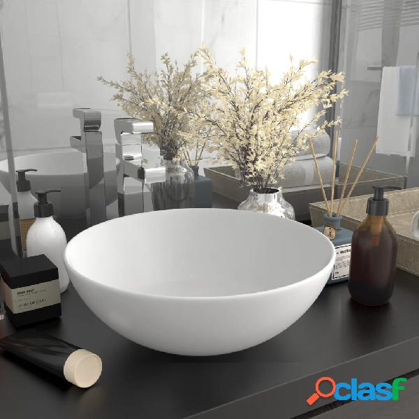 vidaXL Lavabo de cuarto de baño redondo cerámica blanco