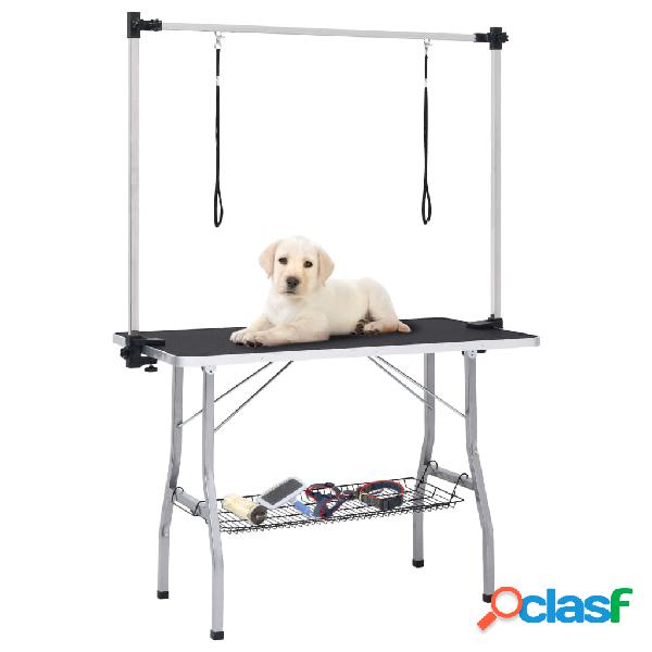 vidaXL Mesa de aseo ajustable para perros con 2 lazos y