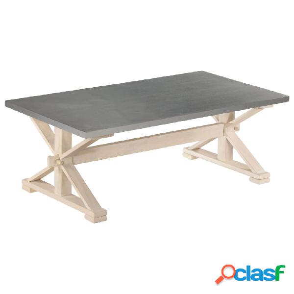 vidaXL Mesa de centro de madera maciza de mango y cinc