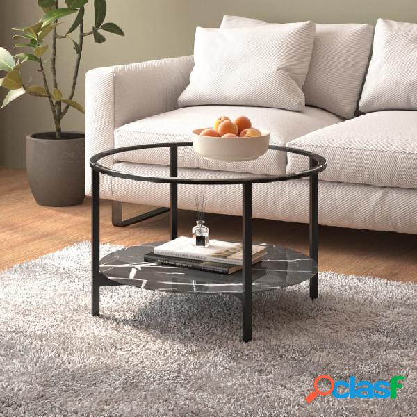 vidaXL Mesa de centro vidrio templado negro y mármol negro
