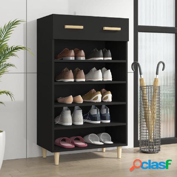 vidaXL Mueble zapatero de madera contrachapada negro