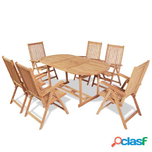 vidaXL Set comedor de jardín 7 pzas con sillas plegables