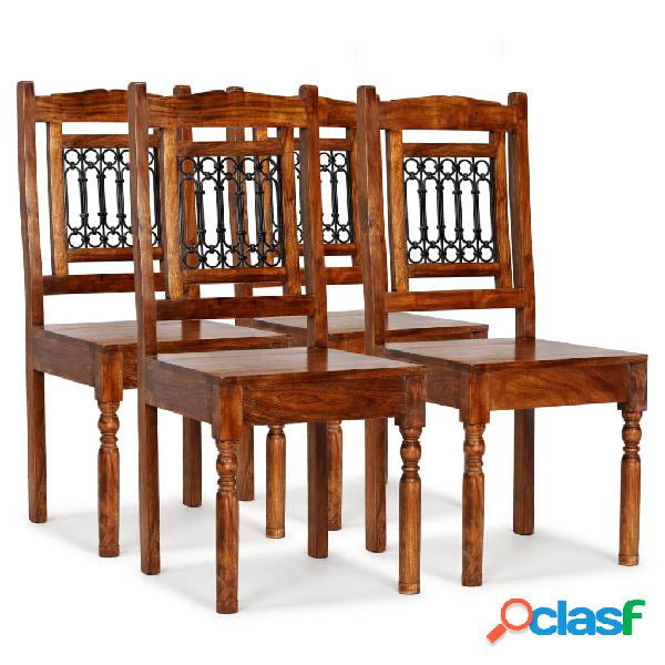 vidaXL Sillas de comedor 4 uds madera maciza acabado