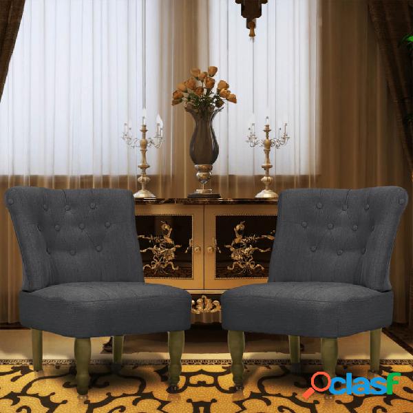 vidaXL Sillones de estilo francés 2 unidades tela gris