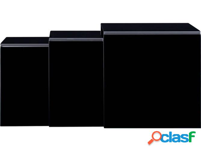 3 Mesas Centro ART PLANET encastrables Vidrio Templado Negro