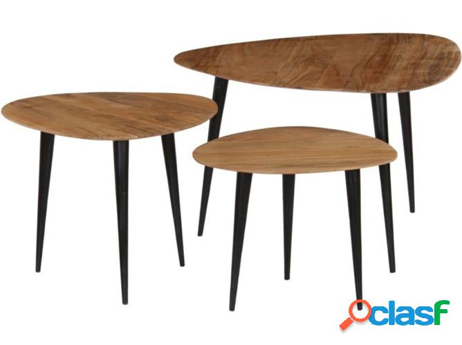 3 Mesas de Centro ART PLANET Madera de Acacia Maciza