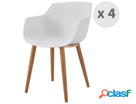 Andrea-Silla Escandinava Blanca Con Pie De Metal Efecto