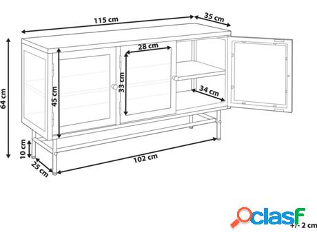 Aparador BELIANI Devon (Aço - Preto - 35 x 115 x 64 cm)