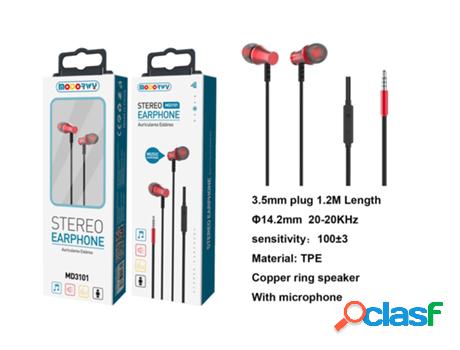 Auriculares Con Cable (In-Ear) MODORWY Md3101 Rojo