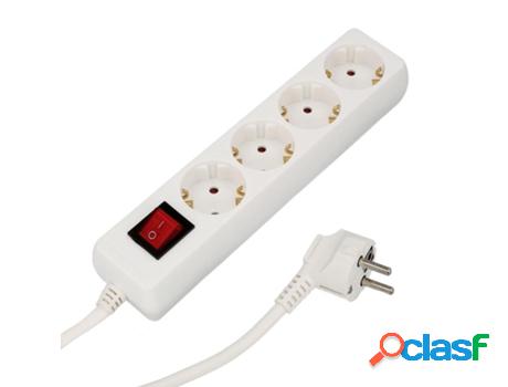 Base multiple 4 tomas con toma de tierra con interruptor