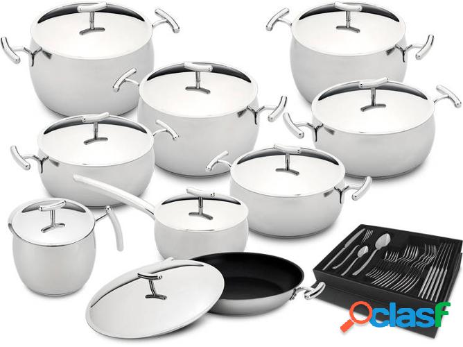 Batería de Cocina y cubiertos SILAMPOS Yumi (9 + 24 piezas)