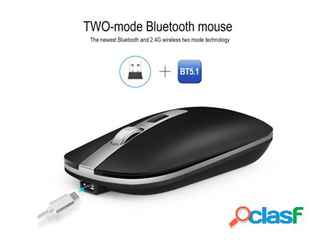Bluetooth 5.1 Rechargeable Wireless Mouse, Metal Wheel Mute