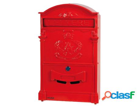 Buzón maurer jardín aluminio fundido rojo 41 x 26 x 8 cm.