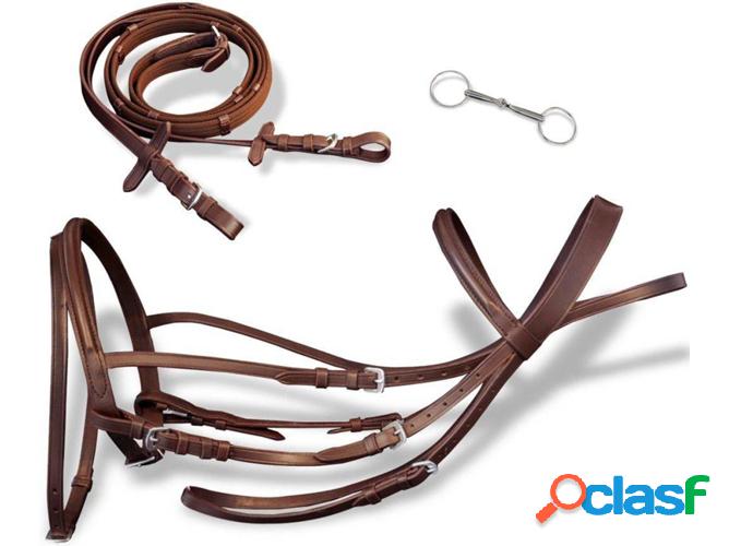 Cabezada VIDAXL con riendas en Cuero Marrón para Caballo