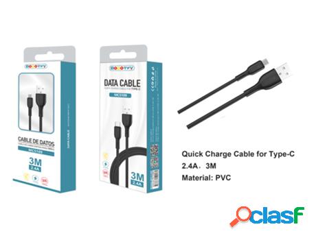 Cable De Datos Type-C MODORWY Mc5109 3M (Negro)