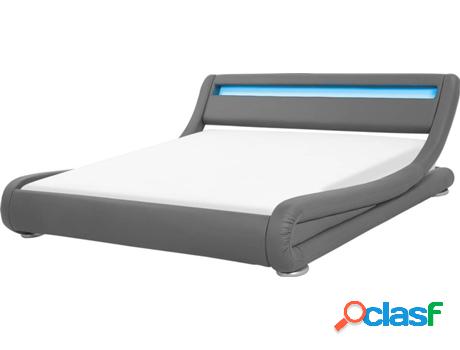 Cama LED Avignon (Gris - Piel Sintética -221x180x70 cm)