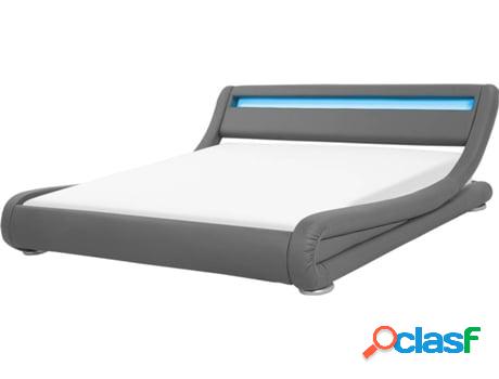 Cama LED Avignon (Gris - Piel Sintética -221x200x70 cm)