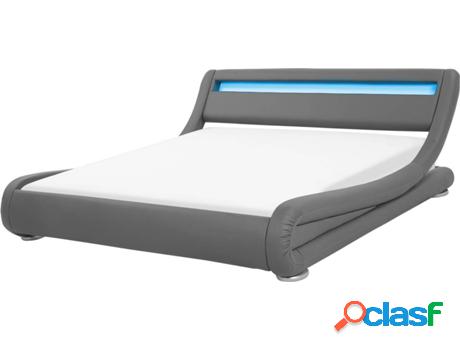 Cama de agua Avignon con LED (Gris - Piel Sintética