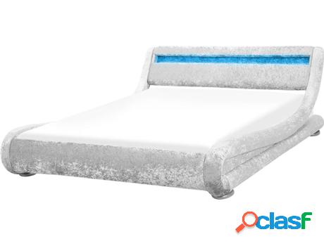 Cama de agua Avignon con LED (Plateado - Terciopelo