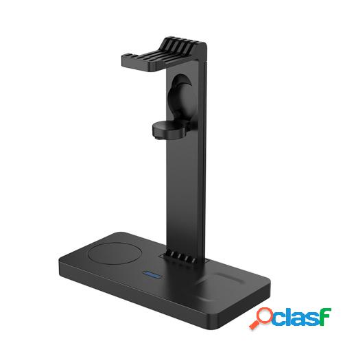 Cargador inalámbrico 4 en 1 con soporte para auriculares