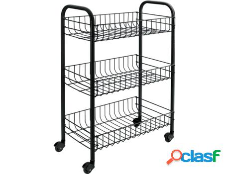 Carrito de Cocina METALTEX Siena (Negro - Acero - 41 x 23 x
