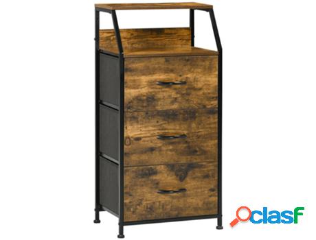 Cómoda Con 3 Cajones De Tela Plegables Y Estante HOMCOM