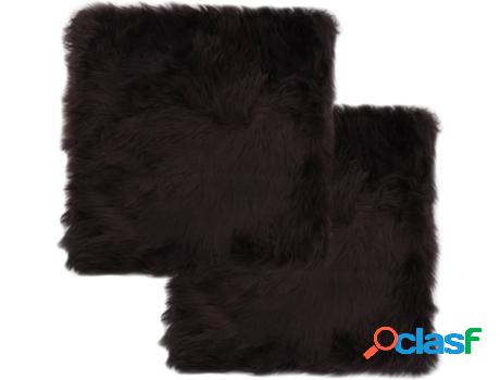 Conjunto 2 Almohadas VIDAXL (Marrón - Lana - 40 x 40 cm)