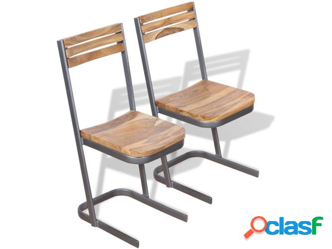Conjunto 2 Sillas de Comedor VIDAXL 243458 Madera Teca